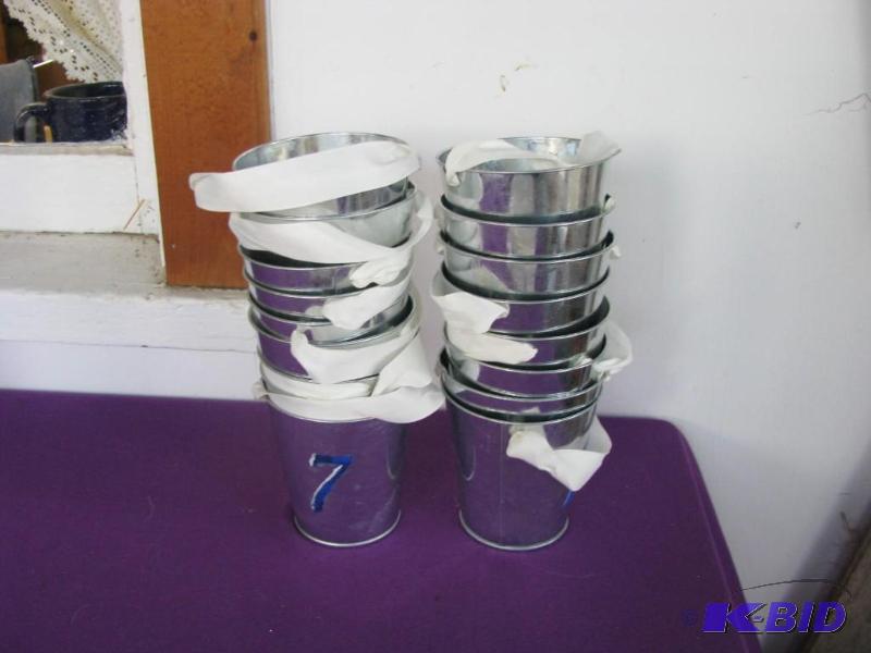 lot 353 image: small tin pails with white ribbon handles (17...