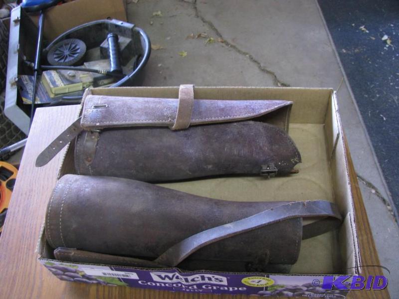 lot 365 image: vintage leather leg protectors for working on...