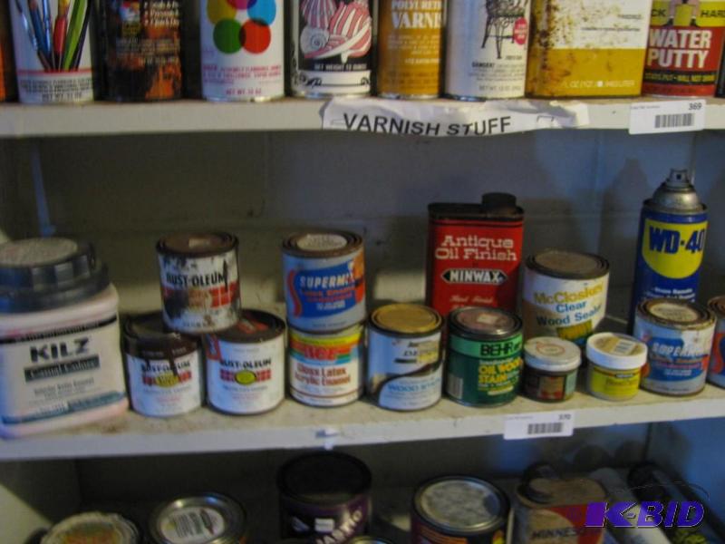lot 370 image: shelf lot items as pictured paint items...