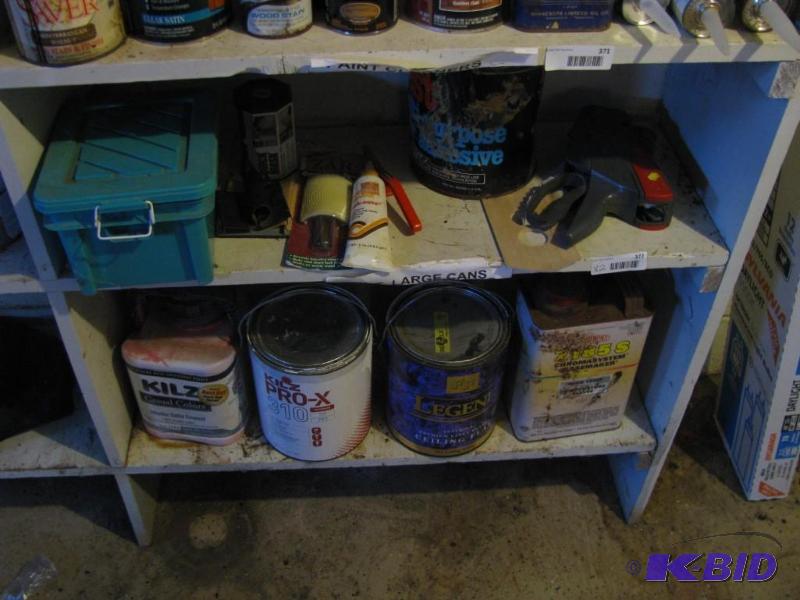 lot 372 image: shelf lot items as pictured paint items...