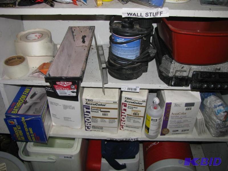 lot 377 image: shelf lot items as pictured garage items...