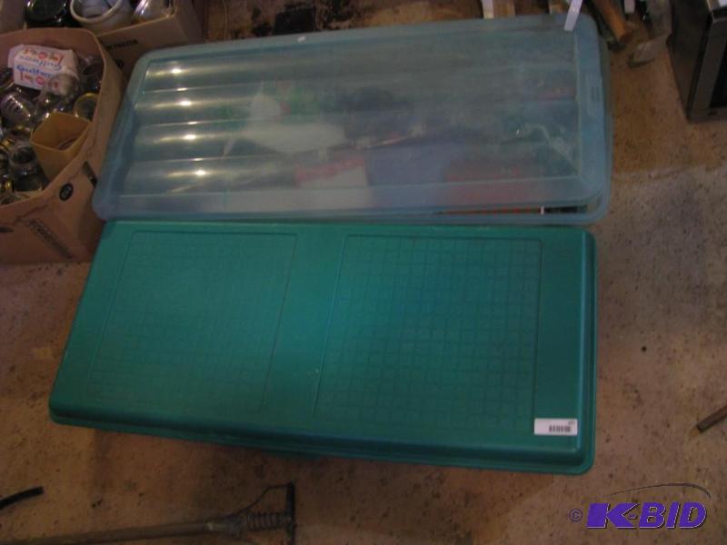 lot 381 image: two flat containers with lids for storing Chr...