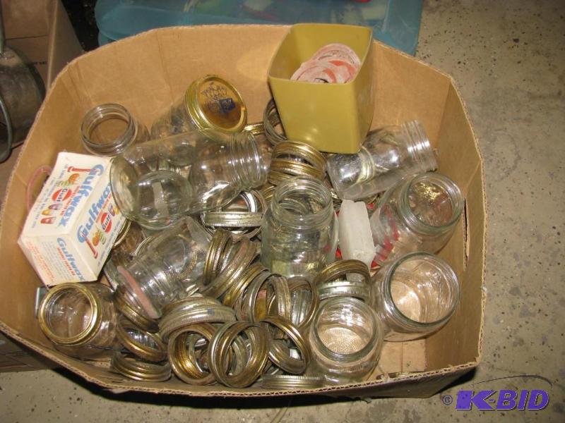 lot 382 image: large box of canning jars and collar rings fo...