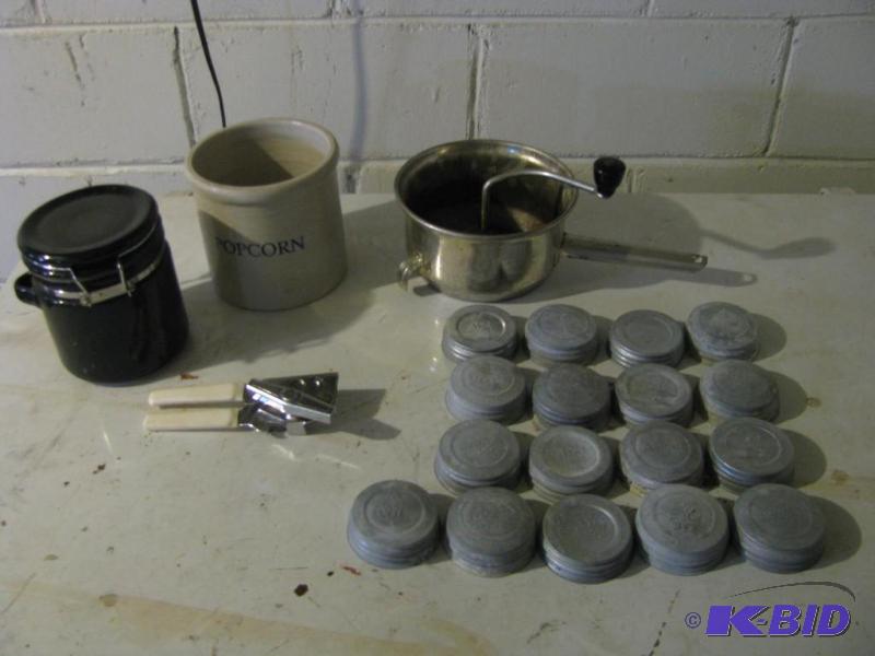 lot 383 image: marked red wing canister says popcorn on it, ...