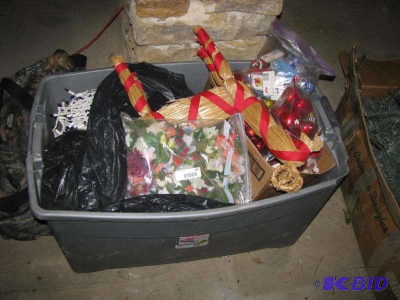 lot 405 image: large container of Christmas decorations, orn...