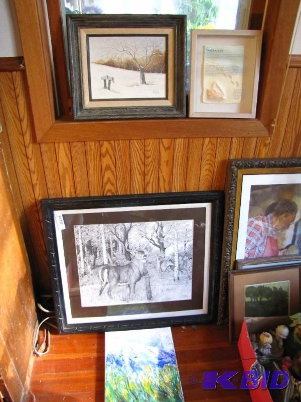 lot 421 image: 4 framed art pieces...