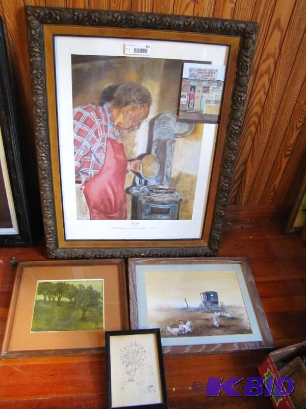 lot 422 image: 4 framed art pieces, Tiger Jacks & more...