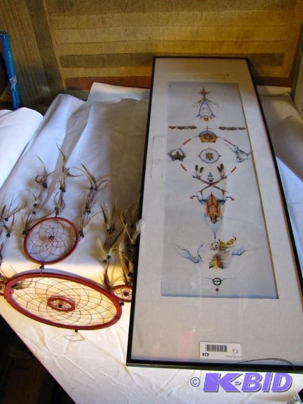 lot 424 image: Native American framed poster, Dream Catcher...