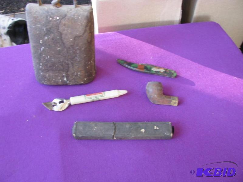 lot 445 image: collectible items large cow bell, vintage Kee...