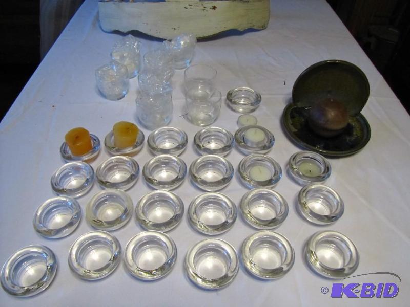 lot 463 image: large lot of clear glass votive candle holder...