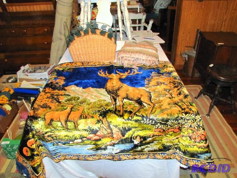 lot 470 image: Larger wildlife scene tapestry (very nice), b...