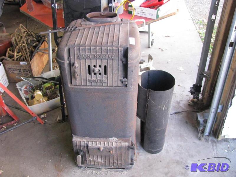 lot 51 image: Vintage Cast Iron Wood Burning Stove with sec...