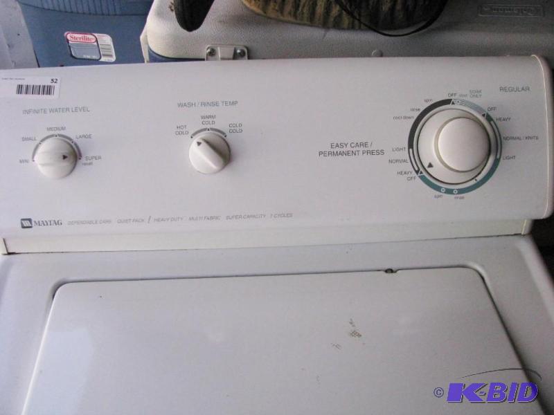 lot 52 image: Maytag Washing Machine. 2 Cycles, Electric. F...