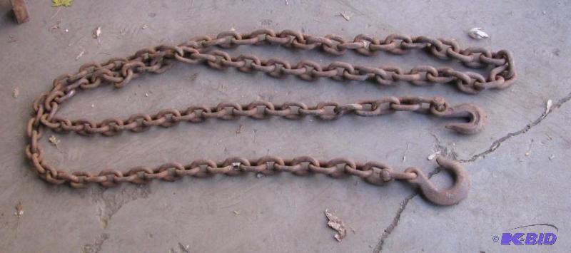 lot 56 image: Vintage 2 log chains 1Large Hook and one smal...