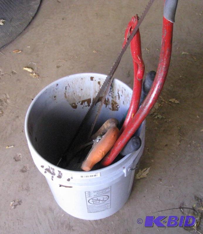 lot 66 image: Bucket-O-Tools, Hand Saws, Clippers, Trimmers...