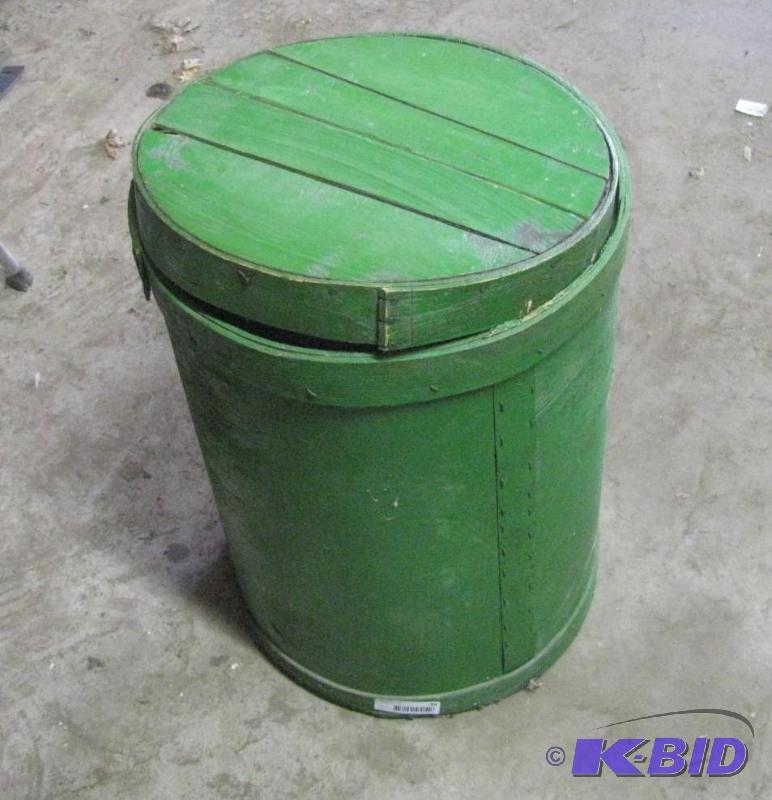 lot 96 image: Vintage Large Wood Round Storage Container, 2...