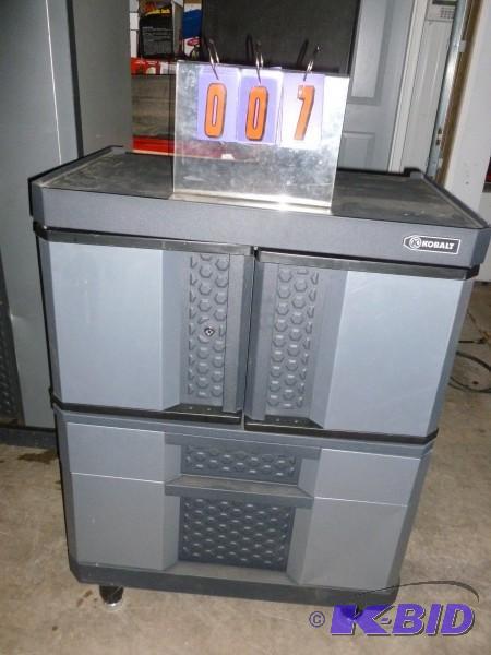 Kobalt tool cart with drawers and opening doo...