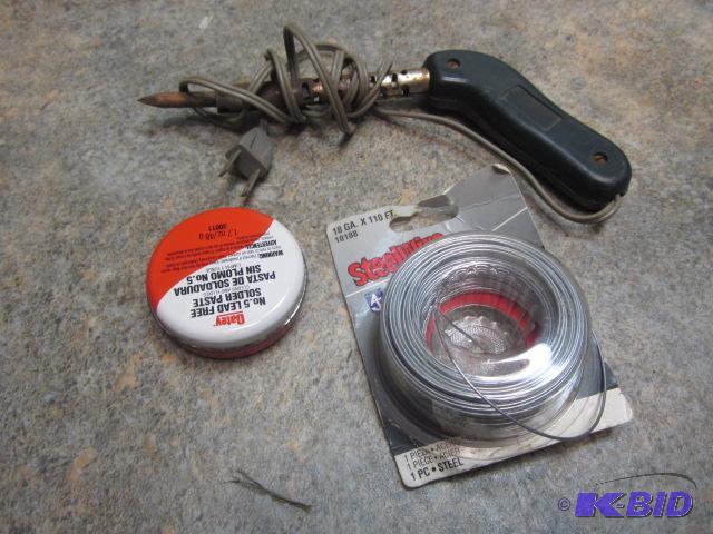 lot 105 image: Soldering gun, flux and wire....