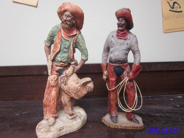 lot 11 image: Pair of vintage Curtis cowboy statues, 1976 a...
