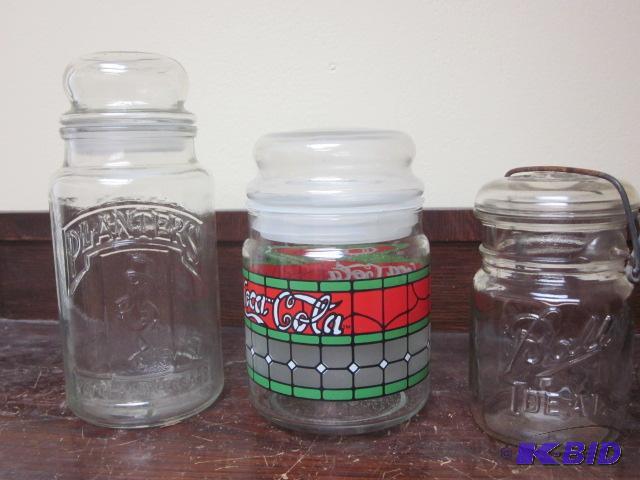 lot 128 image: Lot of (3) vintage jars, including Planters, ...