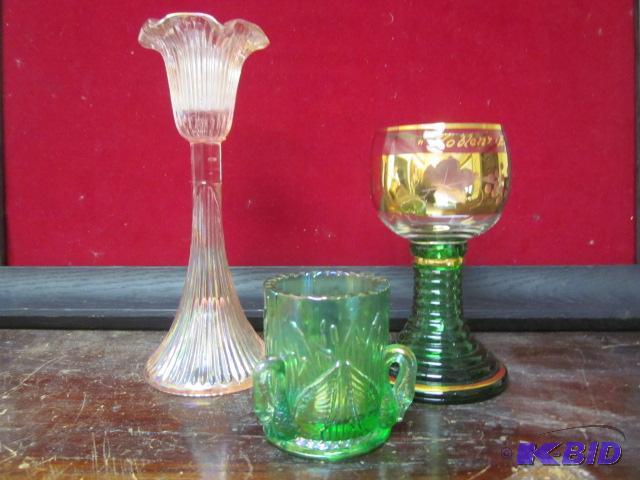 lot 158 image: Lot of (3) vintage glass pieces, including (2...