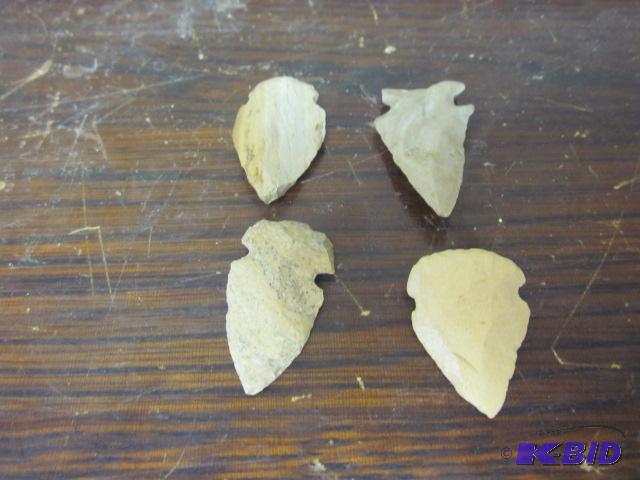 lot 56 image: Lot of (4) arrowheads. ...