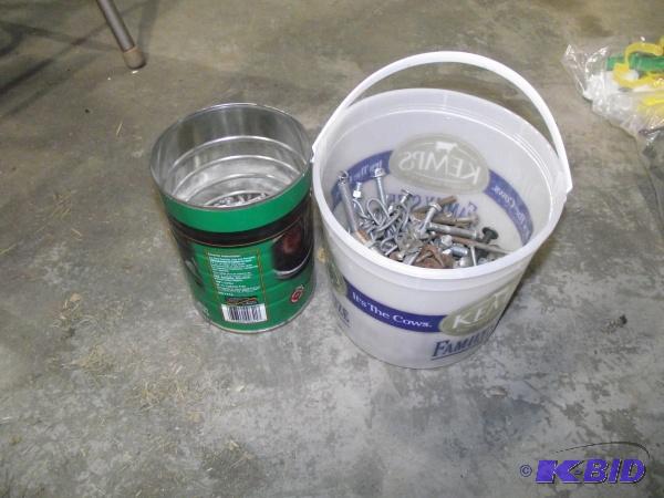 lot 126 image: Misc pail and coffee can of various fasteners...