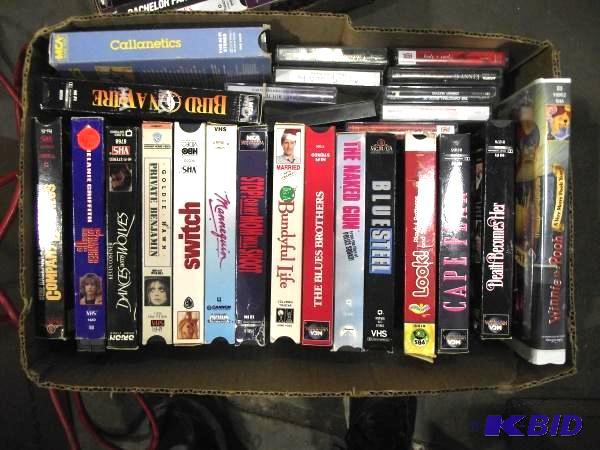 lot 204 image: Box Of Misc. VHS Tapes And Cassette Tapes...