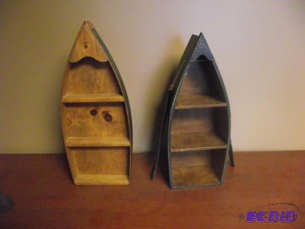 lot 23 image: (2) Wooden Boat Display Shelves...