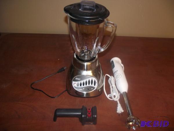 lot 95 image: Kitchen Supplies   (1) Oster Blender  (1) Sma...