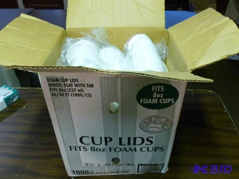 lot 118 image: Large case of 8 oz. foam cup lids....