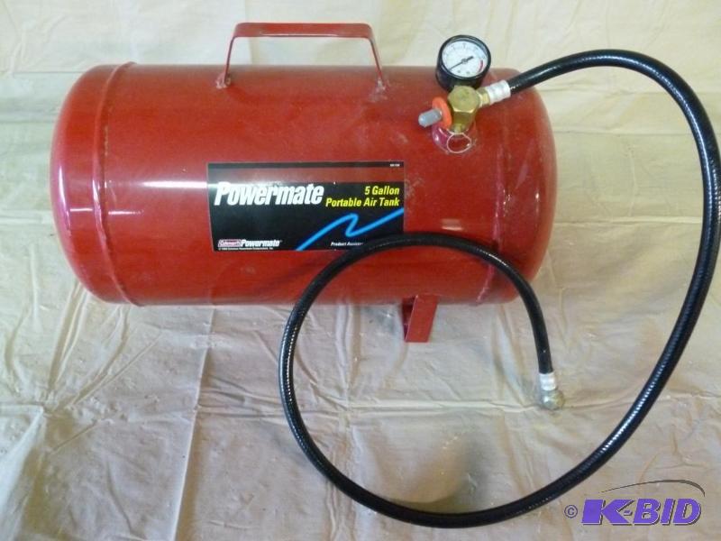 lot 25 image: Coleman Powermate 5 gallon portable air tank,...