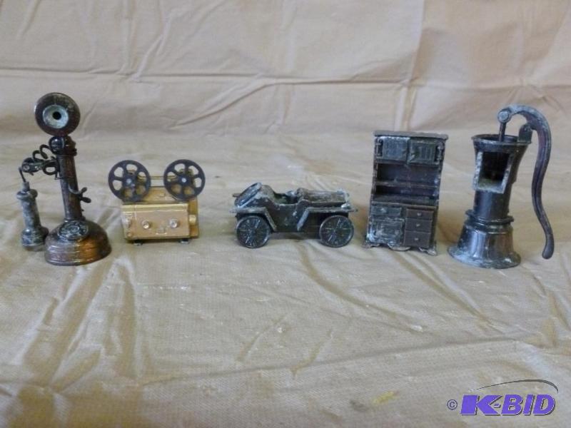 lot 40 image: Lot of five collectible bronze plated cast me...