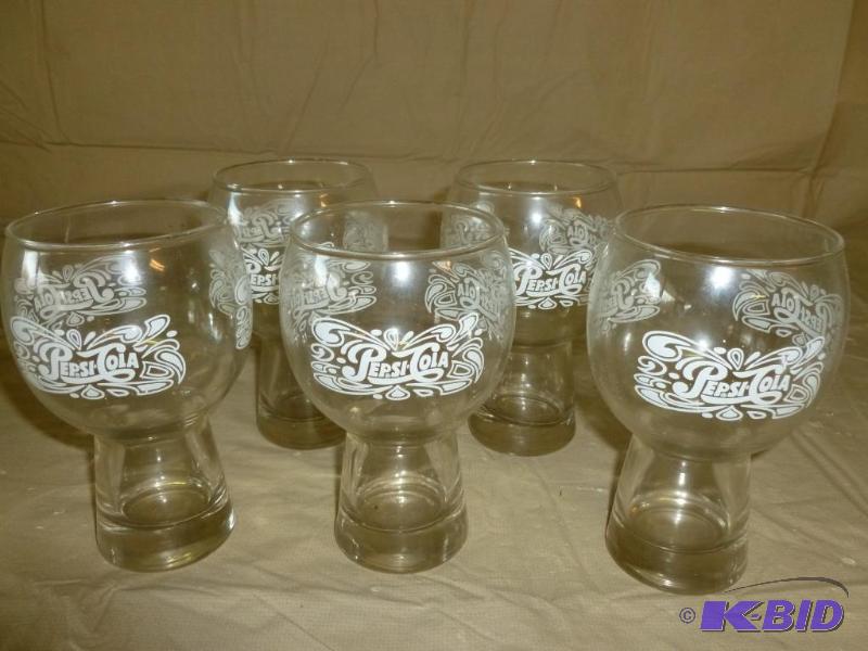 lot 50 image: Lot of five matching Pepsi-Cola soda glasses ...