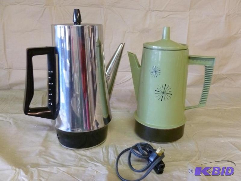 lot 51 image: Lot of two vintage percolator coffee pots, on...