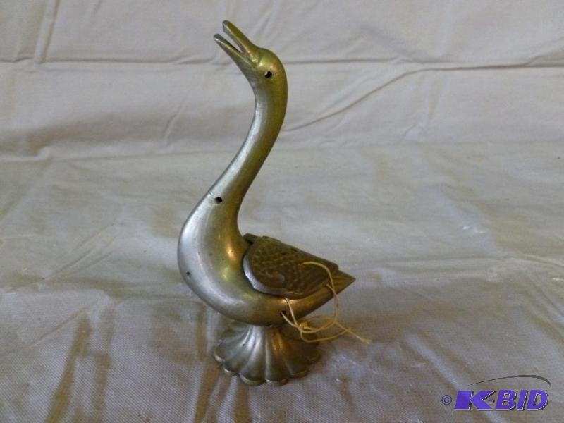 lot 59 image: Vintage cast brass goose incense burner that ...