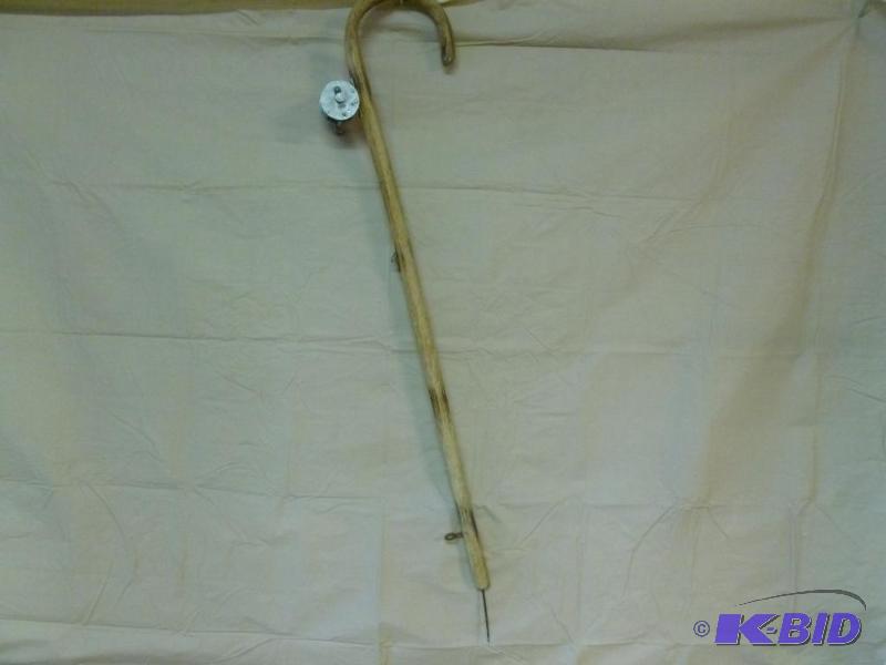 lot 93 image: Vintage wooden cane ice fishing pick pole wit...