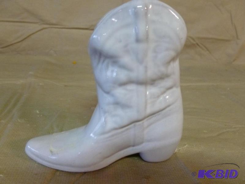 lot 97 image: Nice decorative glazed stoneware cowboy boot ...