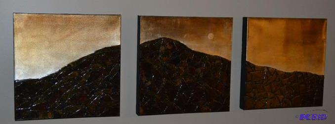 lot 108 image: Metal wall art 3 pIeces 20x20&quot...