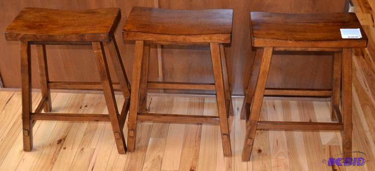 lot 16 image: 3 matching wood bar stools 10x18x24&quot...
