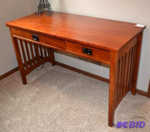lot 23 image: Mission style wood desk 24x52x38&quot...