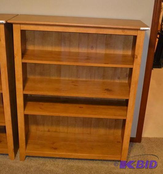 lot 33 image: wood book shelf with adjustable shelf 14x39x4...