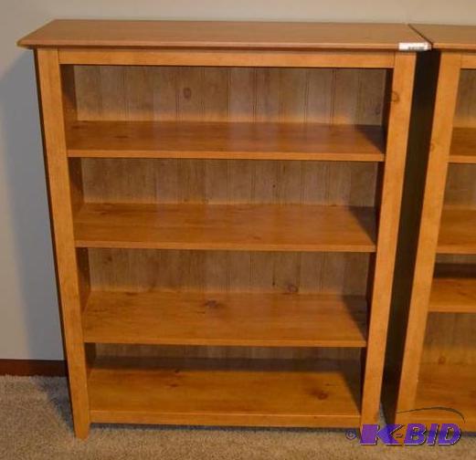 lot 34 image: wood book shelf with adjustable shelf 14x39x4...
