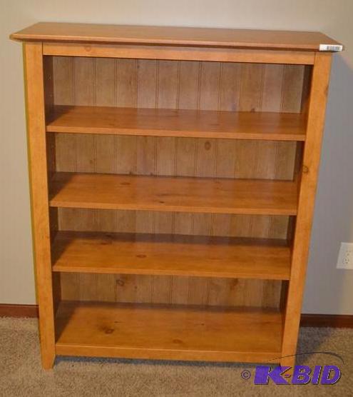 lot 35 image: wood book shelf with adjustable shelf 14x39x4...