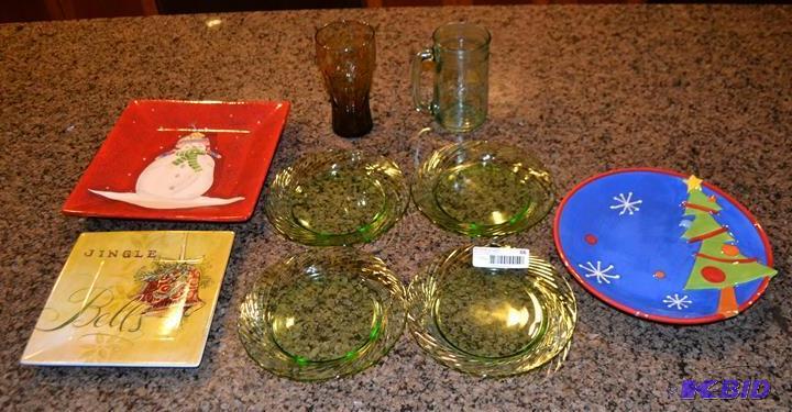 lot 66 image: Coke mug Coca-Cola mug Pyrex green plates&nbs...