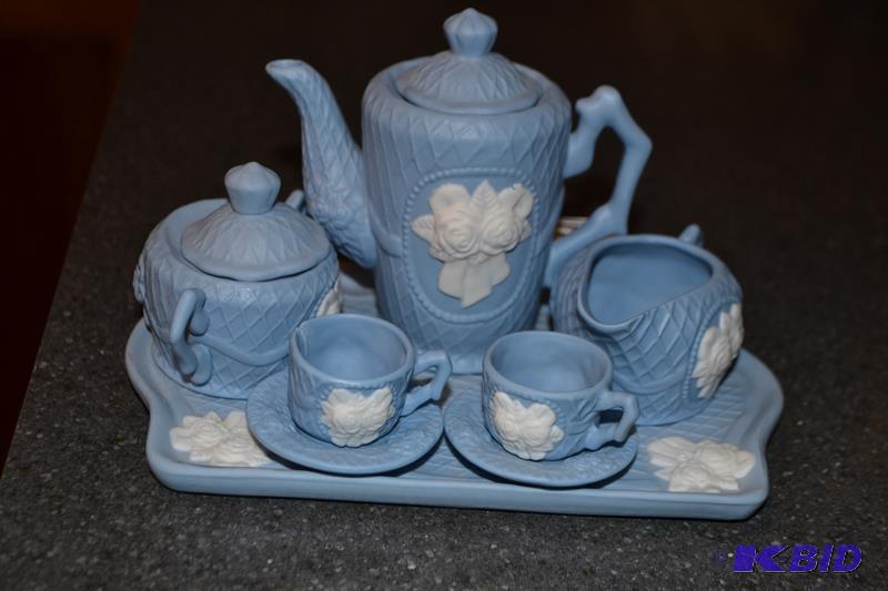 lot 76 image: Miniature tea set, bottom tray is 10&quot lo...