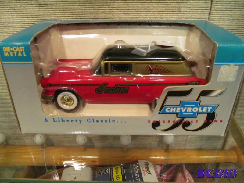 1955 Chevy Nomad Indian Motorcycle Parts & Service Delivery Car 125 Scale Die Cast Bank by Ertl