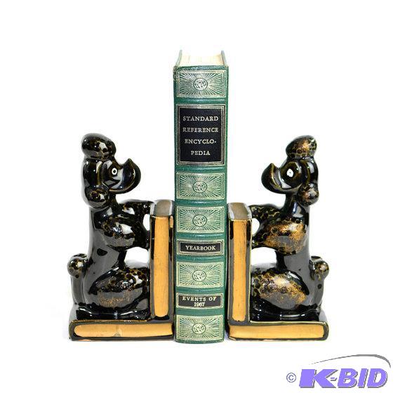 Vintage Black Poodle Book ends
