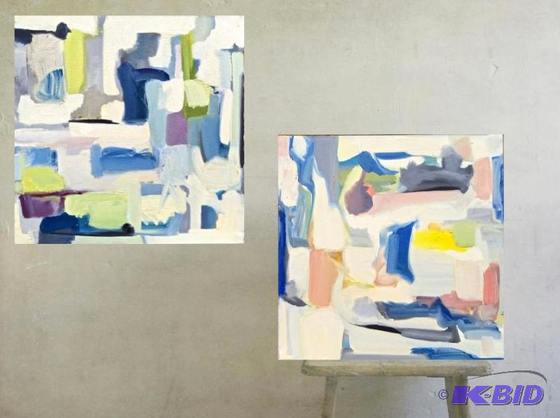 Abstract Surreal oil on canvas painting Signed X2