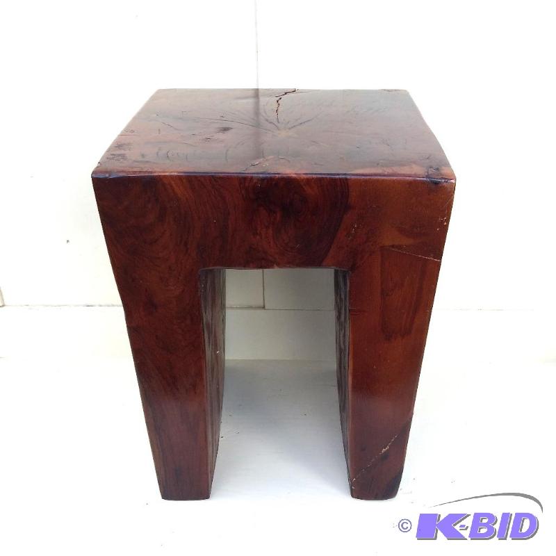 Mid Century Modern Teak Wood Stool Hand Carved
